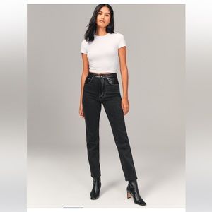 New!!!A&F Mixed Fabric Ultra High Rise Ankle Straight Jean